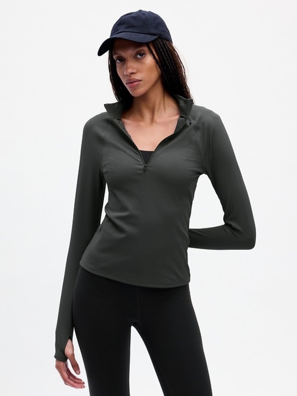 GAP Fit Grey Ribbed Half Zip Women’s Size Medium